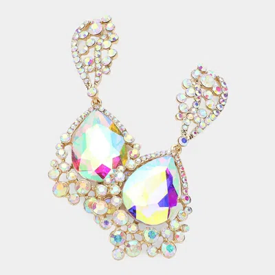 Fashnzfab Chunky Crystal Rhinestone Teardrop Bubble Evening Earrings In Multi
