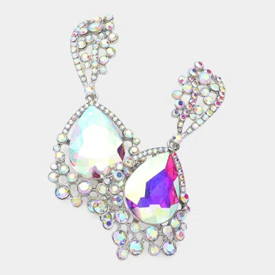 Fashnzfab Chunky Crystal Rhinestone Teardrop Bubble Evening Earrings In Multi