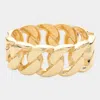 Fashnzfab Chunky Cuban Chain Shaped Metal Hinged Bangle Bracelet Gold In Gold