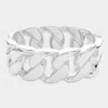 Fashnzfab Chunky Cuban Chain Shaped Metal Hinged Bangle Bracelet Rhodium In Multi