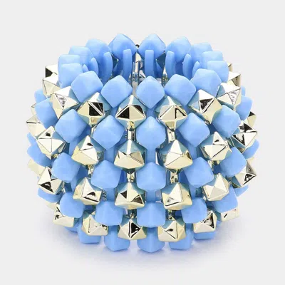 Fashnzfab Chunky Cube Cluster Stretch Bracelet In Blue