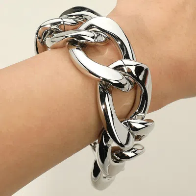 Fashnzfab Chunky Curb Chain Bracelet Rhodium In Multi
