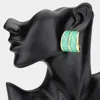 Fashnzfab Chunky Enamel Hoop Earrings - Green In Green