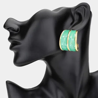 Fashnzfab Chunky Enamel Hoop Earrings - Green