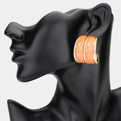 Fashnzfab Chunky Enamel Hoop Earrings - Orange
