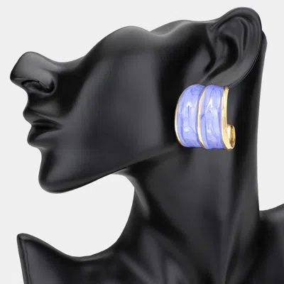 Fashnzfab Chunky Enamel Hoop Earrings In Black