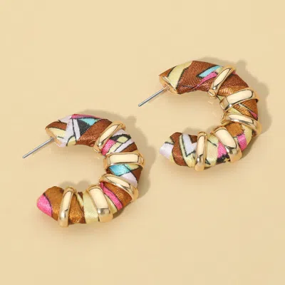 Fashnzfab Chunky Fabric Wrapped Hoop Earrings In Multi