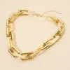Fashnzfab Chunky Geometric Resin Link Statement Necklace - Cream, Gold In Multi