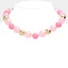 Fashnzfab Chunky Glass Metal Ball Beaded Necklace - Pink In Pink