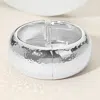 Fashnzfab Chunky Hammered Metal Hinged Bangle Bracelet Rhodium In Multi
