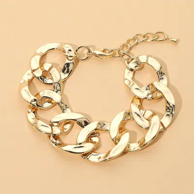 Fashnzfab Chunky Hammered Metal Link Chain Bracelet In Gold