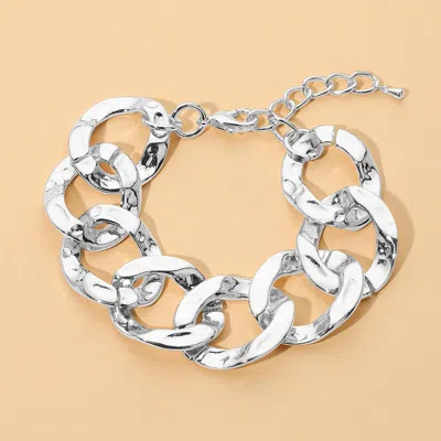 Fashnzfab Chunky Hammered Metal Link Chain Bracelet In Multi