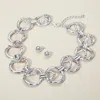 Fashnzfab Chunky Hammered Metal Link Statement Necklace - Rhodium In Multi