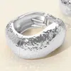 Fashnzfab Chunky Hammered Metal Wavy Hinged Bangle Bracelet Rhodium In Multi