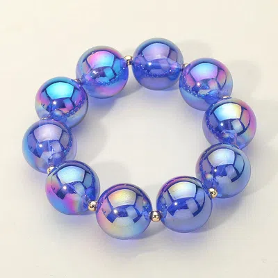 Fashnzfab Chunky Iridescent Ball Beaded Bracelet Ab, Lavender In Multi