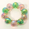 Fashnzfab Chunky Iridescent Ball Beaded Bracelet Green, Pink, Pink & Green In Multi