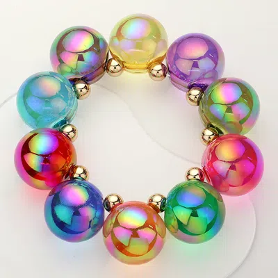 Fashnzfab Chunky Iridescent Ball Beaded Bracelet Multi