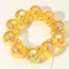 Fashnzfab Chunky Iridescent Ball Beaded Braceletn Gold, Yellow In Multi