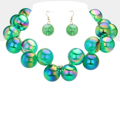 Fashnzfab Chunky Iridescent Ball Beaded Necklace In Multi