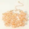 Fashnzfab Chunky Iridescent Ball Wire Beaded Bracelet Champagne In Gold