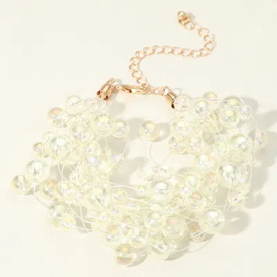 Fashnzfab Chunky Iridescent Ball Wire Beaded Bracelet Clear In Multi