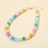 Fashnzfab Chunky Marbled Beads Pearl Beaded Statement Necklace In Blue