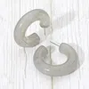 Fashnzfab Chunky Marbled Resin Hoop Earrings - Green, Light In Gray