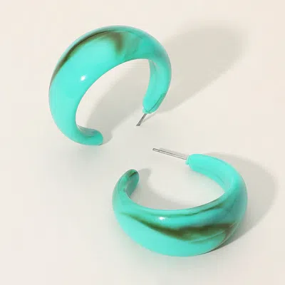Fashnzfab Chunky Marbled Resin Hoop Earrings In Blue