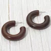Fashnzfab Chunky Marbled Resin Hoop Earrings In Brown