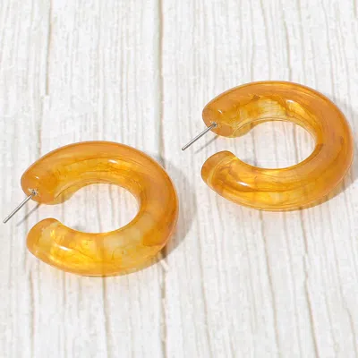 Fashnzfab Chunky Marbled Resin Hoop Earrings In Multi