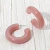Fashnzfab Chunky Marbled Resin Hoop Earrings In Pink