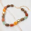 Fashnzfab Chunky Marbled Resin Metal Pebble Beaded Necklace In Multi