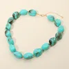Fashnzfab Chunky Marbled Resin Pebble Beaded Statement Necklace - Turquoise In Blue
