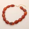 Fashnzfab Chunky Marbled Resin Pebble Beaded Statement Necklace In Brown