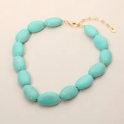 Fashnzfab Chunky Marbled Resin Pebble Beaded Statement Necklace In Green