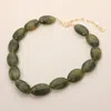 Fashnzfab Chunky Marbled Resin Pebble Beaded Statement Necklace In Green