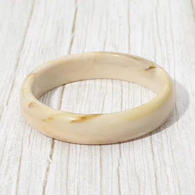 Fashnzfab Chunky Marbled Resin Round Bangle Bracelet In Neutral