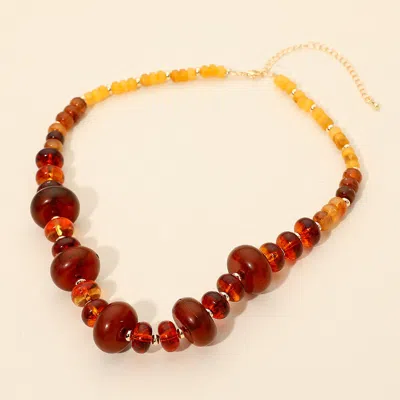Fashnzfab Chunky Marbled Round Beaded Necklace - Dark Brown