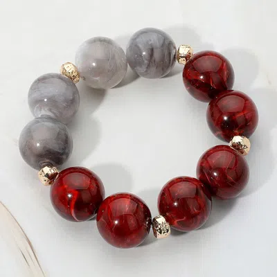 Fashnzfab Chunky Marbled Round Beaded Stretch Bracelet In Multi