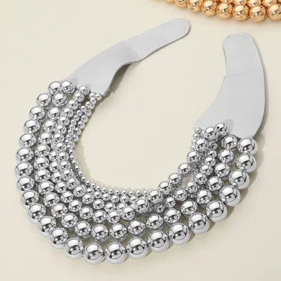 Fashnzfab Chunky Metal Ball Beaded Multi Layered Faux Leather Magnetic Necklace