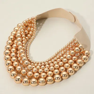 Fashnzfab Chunky Metal Ball Beaded Multi Layered Faux Leather Magnetic Necklace In Gold