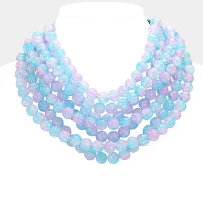Fashnzfab Chunky Metal Ball Beaded Multi Layered Faux Leather Magnetic Necklace - Multi In Blue