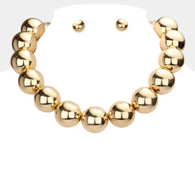 Fashnzfab Chunky Metal Ball Necklace - Gold