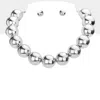 Fashnzfab Chunky Metal Ball Necklace - Rhodium In Neutral
