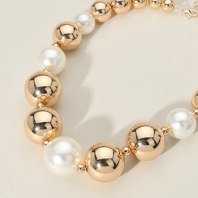 Fashnzfab Chunky Metal Ball Pearl Beaded Necklace In Multi