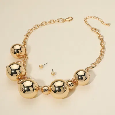 Fashnzfab Chunky Metal Beaded Statement Necklace In Blue