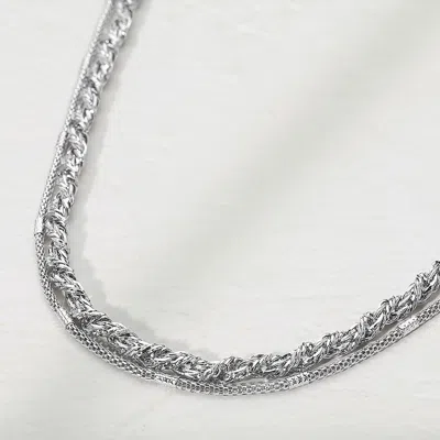Fashnzfab Chunky Metal Braided Box Chain Layered Necklace In Metallic