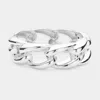 Fashnzfab Chunky Metal Chain Hinged Bangle Bracelet Rhodium In Multi