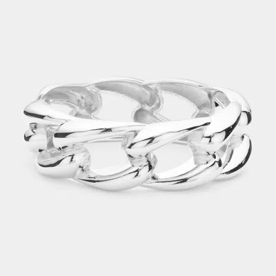 Fashnzfab Chunky Metal Chain Hinged Bangle Bracelet Rhodium In Multi