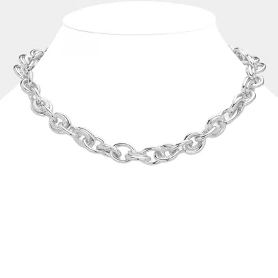 Fashnzfab Chunky Metal Chain Necklace In Metallic